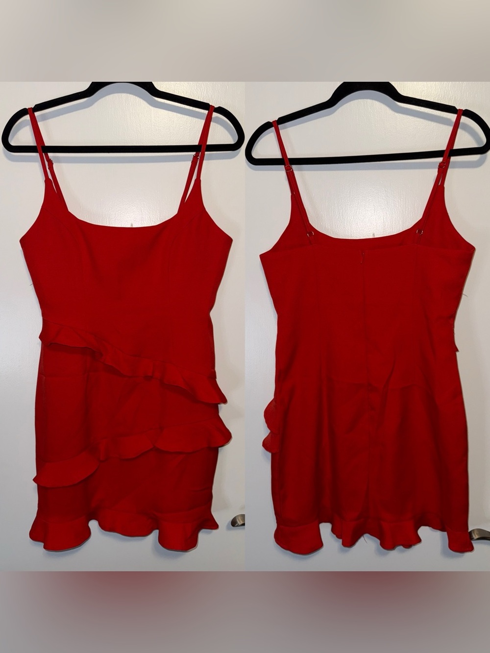 Hello Molly Red Ruffle Mini Slip Dress